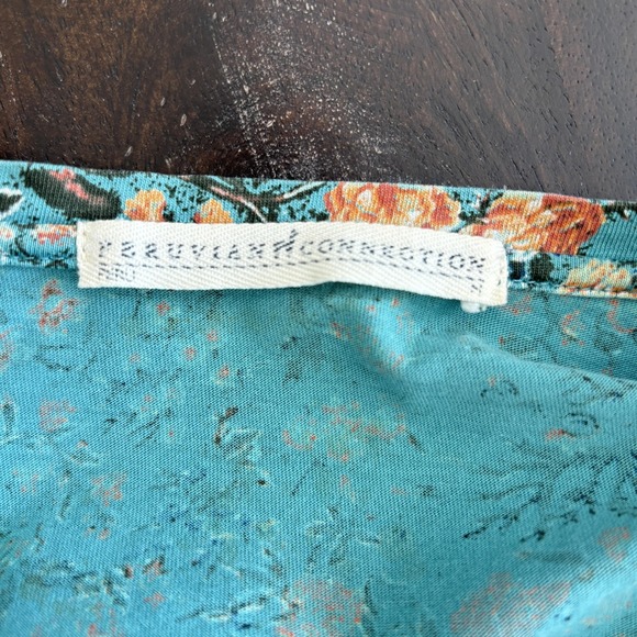 Peruvian Connection Ditsy Floral Dress Womens Size M Ruffle Cottage Preppy Beach - Picture 6 of 8